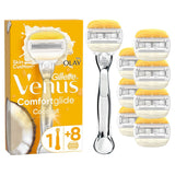 Gillette Venus Comfortglide with Olay, Platinum Metal Handle & 8 Blades