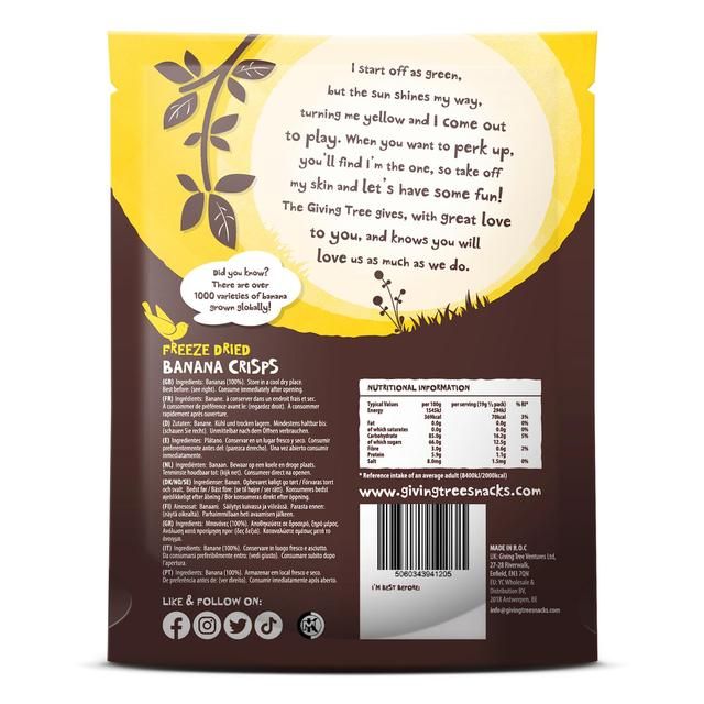 Giving Tree Freeze Dried Banana Crisps 18g