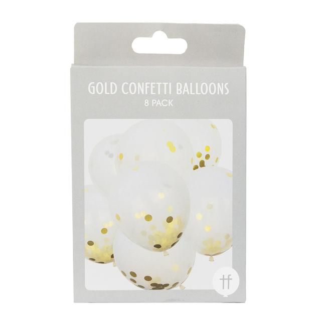 Gold Confetti Balloons 8 per pack