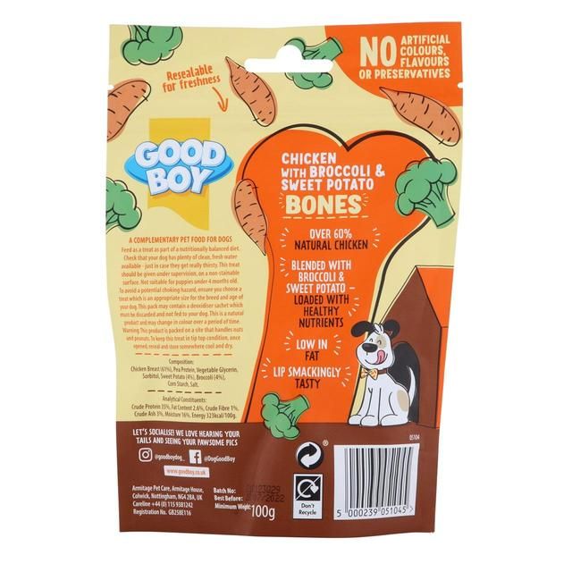 Good Boy Superlicious Chicken Broccoli & Sweet Potato Bone Dog Treats 100g