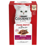 Gourmet Mon Petit Meaty Variety Beef Chicken Lamb Wet Cat Food 6 x 50g