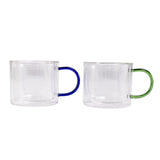 Habitat Double Walled Blue Handle Glass Mug