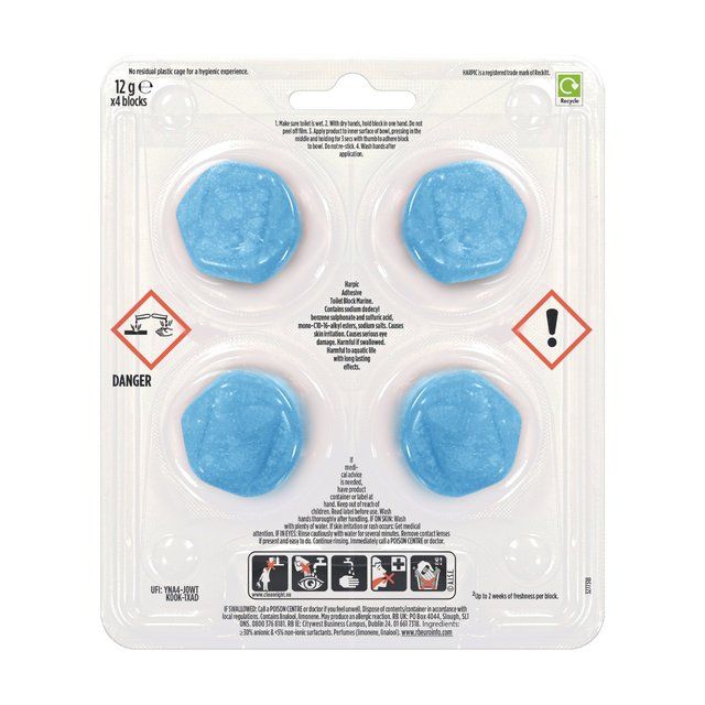Harpic Hygienic & Fresh Marine Stickers Toilet Freshener 4 per pack