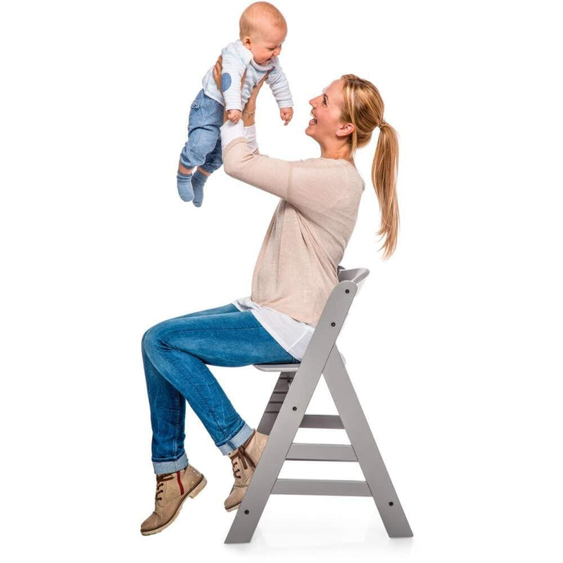 Hauck Alpha+ wooden highchair in grey finish, UK version