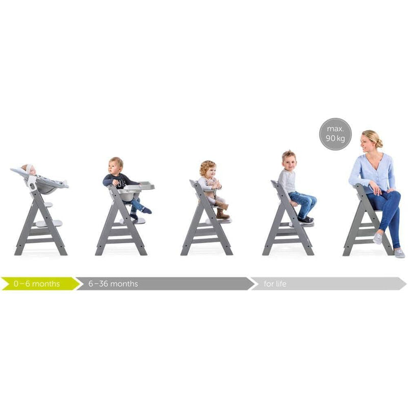 Hauck Alpha+ wooden highchair in grey finish, UK version