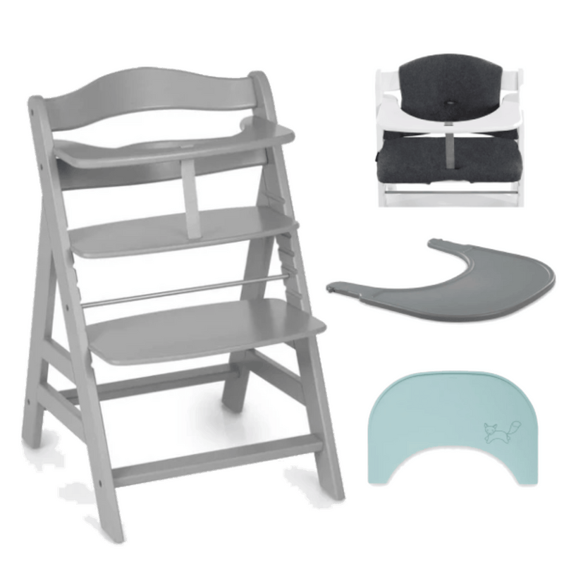 Hauck wooden highchair bundle Grey, UK version
