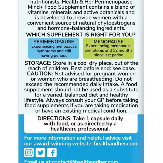 Health & Her Perimenopause Mind+ Multi-nutrient Supplement Capsules   30 per pack