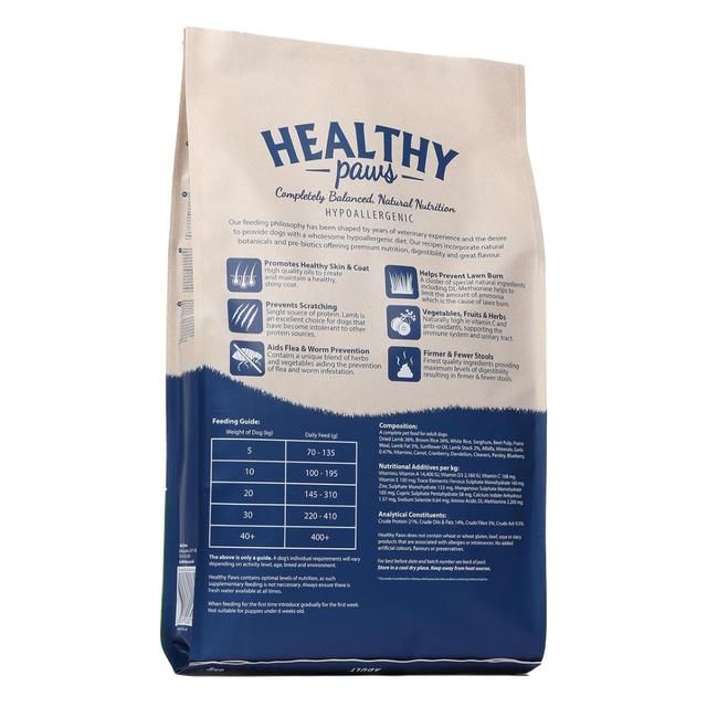 Healthy Paws Grass Fed British Lamb & Brown Rice Adult Dog Food 12kg