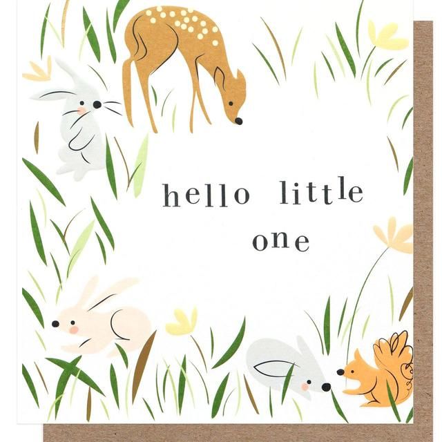 Hello Little One Woodland Critters New Baby Card