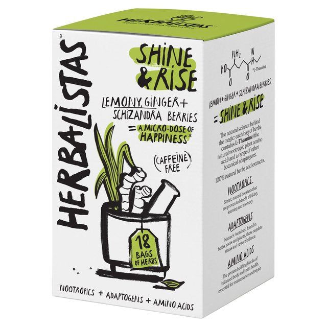 Herbalistas Shine & Rise Herbal Tea with Lemongrass Ginger & Schizandra 18 per pack