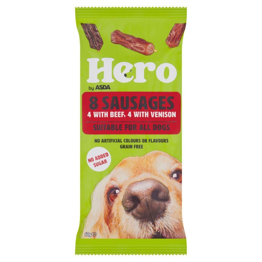 Hero by ASDA 8 Sausages Suitable For All Dogs 60g