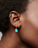 Missoma turquoise pyramid charm hoop earrings in gold vermeil, UK version