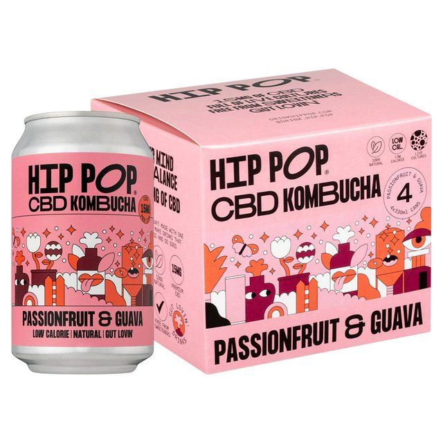 Hip Pop Passionfruit & Guava CBD Kombucha 4 x 330ml 4 x 330ml