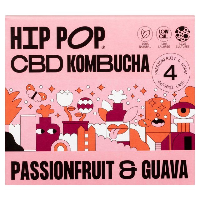 Hip Pop Passionfruit & Guava CBD Kombucha 4 x 330ml 4 x 330ml