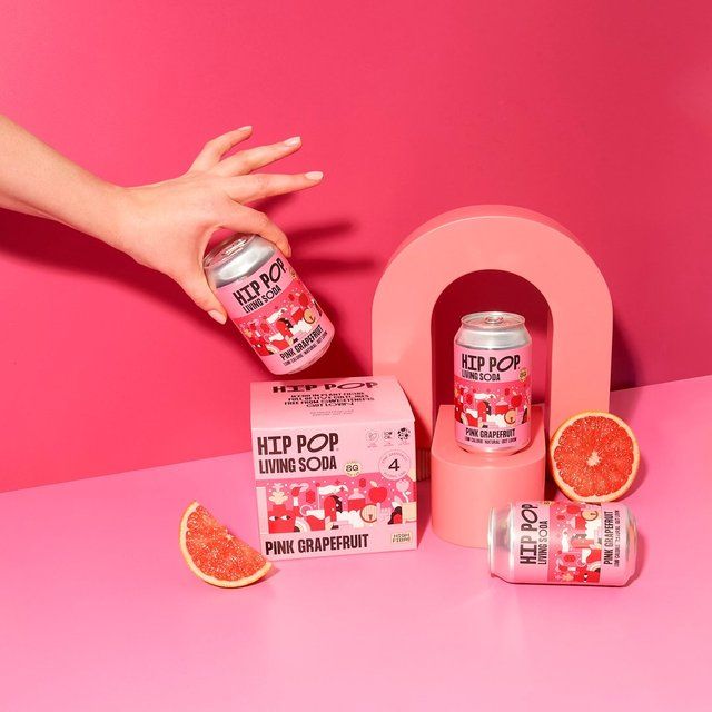 Hip Pop Pink Grapefruit Living Soda 4 x 330ml