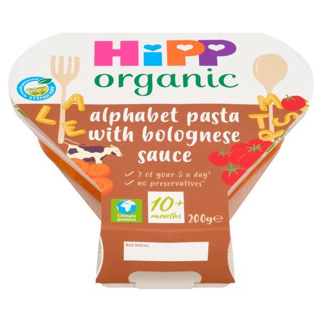HiPP Organic Alphabet Pasta In Bolognese Sauce Toddler Tray Meal 10m+ 200g