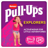 Huggies Pull-Ups Explorers Girls Nappy Pants Size 4-5+ (1.5-3 Yrs) 24 per pack