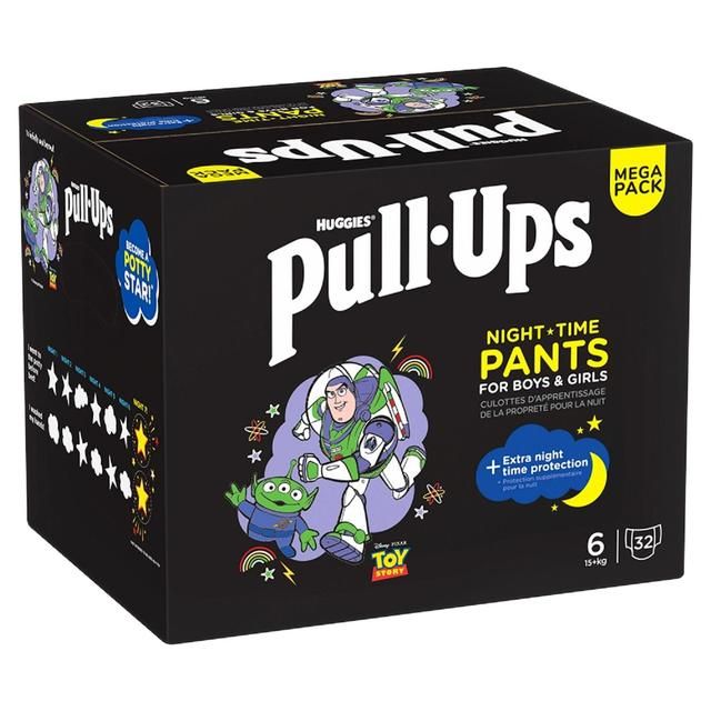 Huggies Pull-Ups Night Time Unisex Training Nappy Pants- Size 6 MEGA 32 Pk 32 per pack