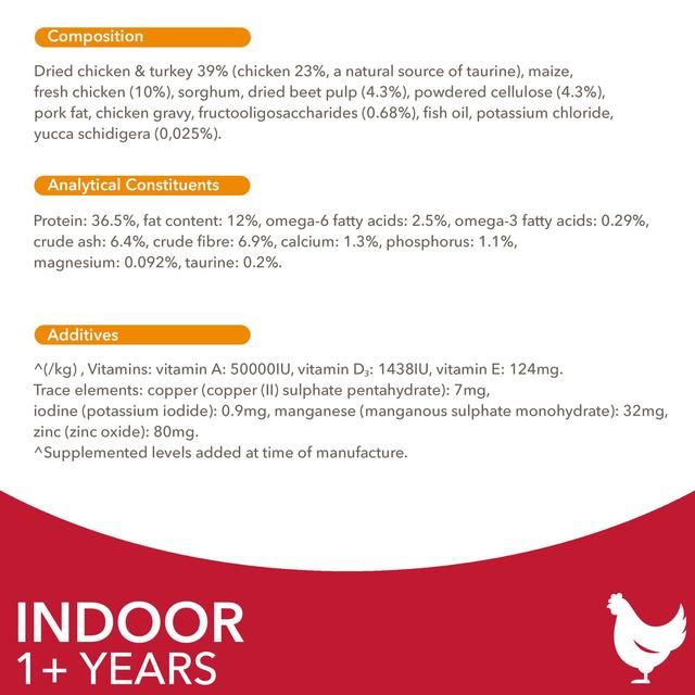 IAMS 1+ Years Indoor Dry Cat Food Chicken 3kg