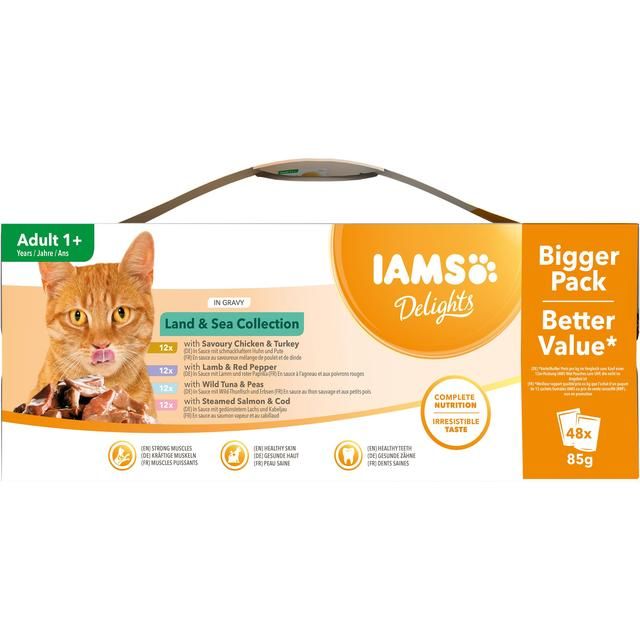 Iams Delights Adult Land & Sea Collection in Gravy Multipack 48 x 85g