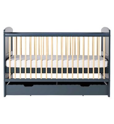 Ickle Bubba Coleby Classic Cot Bed, Under Drawer and Sprung Mattress - Scandi Grey