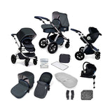 Ickle Bubba Stomp V4 i-size travel system with mercury car seat & isofix base chrome/blueberry