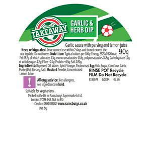 Sauce à tremper ail et fines herbes Sainsbury's 90g