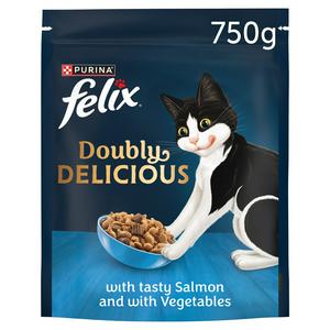 Sainsburys Felix Doubly Delicious Salmon and Vegetables Dry Cat Food 750g- Buy online at McGrocer