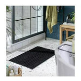 Sainsburys Habitat Ribbed Tufted Black Bath Mat 80x50cm- Buy online at McGrocer