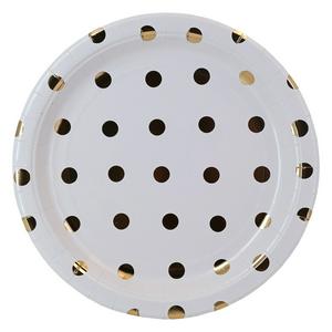 Sainsbury's Home Paper Plates Gold Spot White 23cm (British brand)