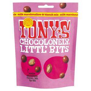 Tony's Chocolonely Littl' Bits Milk Marshmallow & Biscuit Mix Chocolate Pouch 100g