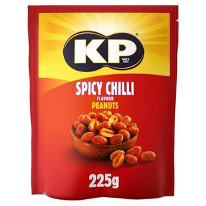 KP Crunchy Spicy Chilli Flavour Peanuts 225g, UK-versjon