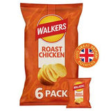Chips Walkers au poulet rôti, paquet multiple de 6 x 25 g