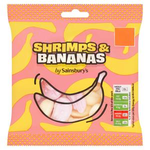 Sainsbury's Shrimps Bananas Fruit Flavour Foam Sweets 70g (British brand)
