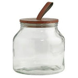 Sainsburys Habitat Glass Storage Jar Wood Faux Leather Lid 2L- Buy online at McGrocer