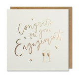 Paperlink Greeting Card Gold Champagne Hearts 16x16cm, imported from the UK