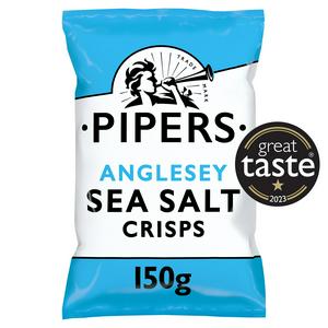 Pipers Anglesey Sea Salt Potato Crisps 150g, imported from the UK