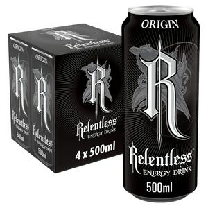 Relentless Origin energy drink 4x500ml, imported from the UK