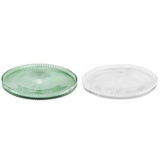Habita Pillar Candle Plate Clear Green Pressed Glass 25cm
