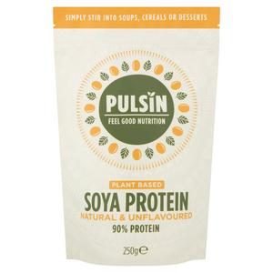 Pulsin soya protein powder unflavoured 250g, imported from the UK