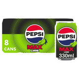 Sainsburys Pepsi Max Lime Cola No Sugar Soft Drink 8 x 330ml- Buy online at McGrocer