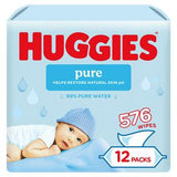 Sainsburys Huggies Pure Baby Wipes 0% Plastic Multipack 12 x 48- Buy online at McGrocer
