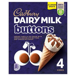 Cadbury Dairy Milk Buttons Ice Cream Cone 4 x 100ml
