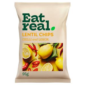 Eat Real Lentil Chips Chilli & Lemon 95g - British product
