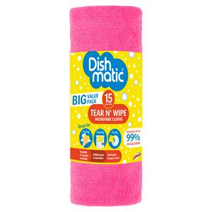 Dishmatic Microfibre Tear N Wipe 15 Pack - British product