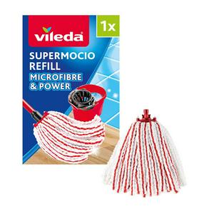 Vileda Supermocio Microfibre Mop Refill Red White Strands Floor Cleaning