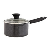 Sainsburys Habitat Aluminium Saucepan 16cm Black With Tempered Glass Lid 1.5 Litre Capacity- Buy online at McGrocer