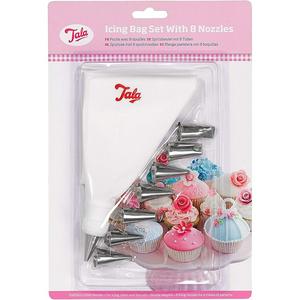 Tala Icing Bag Set 8 Stainless Steel Nozzles Baking Kit