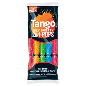Tango Eezy Freezzy 2 in 1 Pops Assorted Flavour Fruit Freeze Pops 8 x 75ml