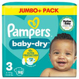 Pampers Baby Dry Nappies Size 3 6kg-10kg 98 Count